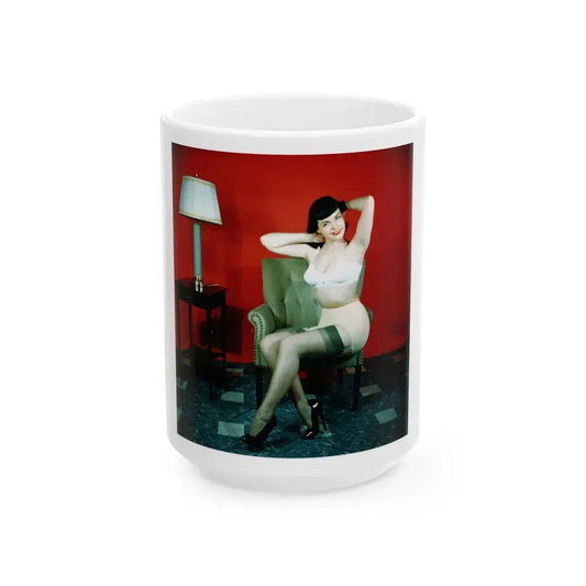 Bettie Page #63 (Vintage Female Icon) White Coffee Mug 15oz - Go Mug Yourself
