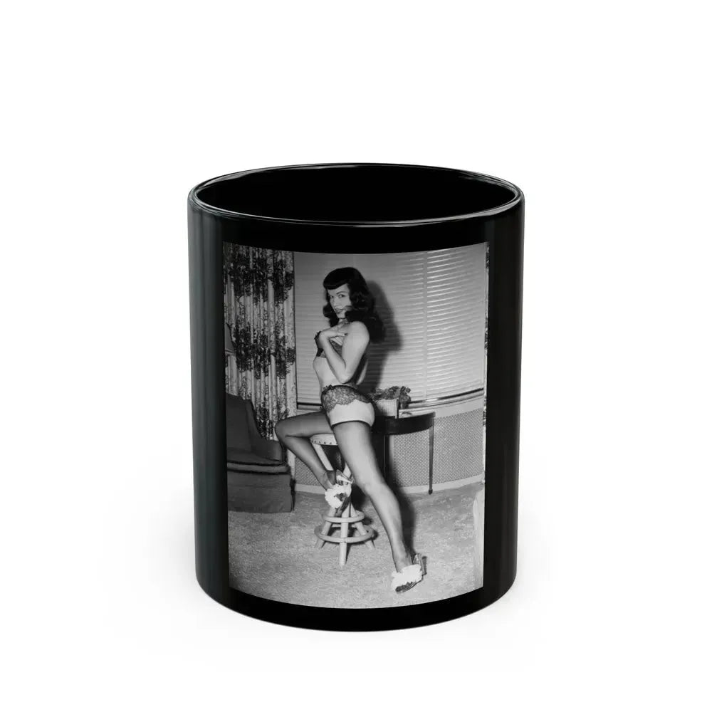 Bettie Page #630 (Vintage Female Icon) Black Coffee Mug 11oz - Go Mug Yourself