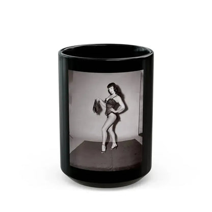 Bettie Page #631 (Vintage Female Icon) Black Coffee Mug 15oz - Go Mug Yourself