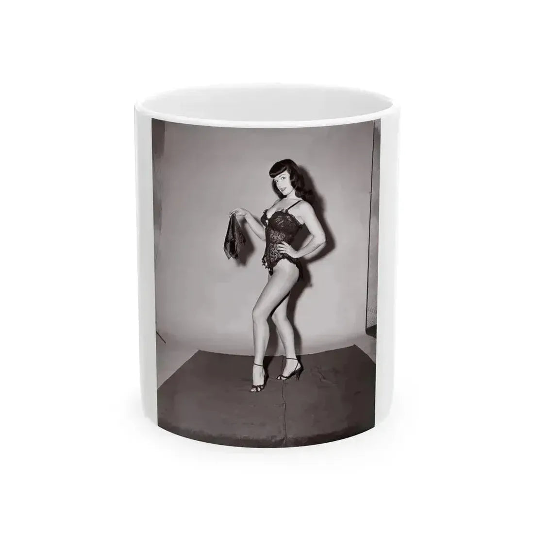Bettie Page #631 (Vintage Female Icon) White Coffee Mug 11oz - Go Mug Yourself