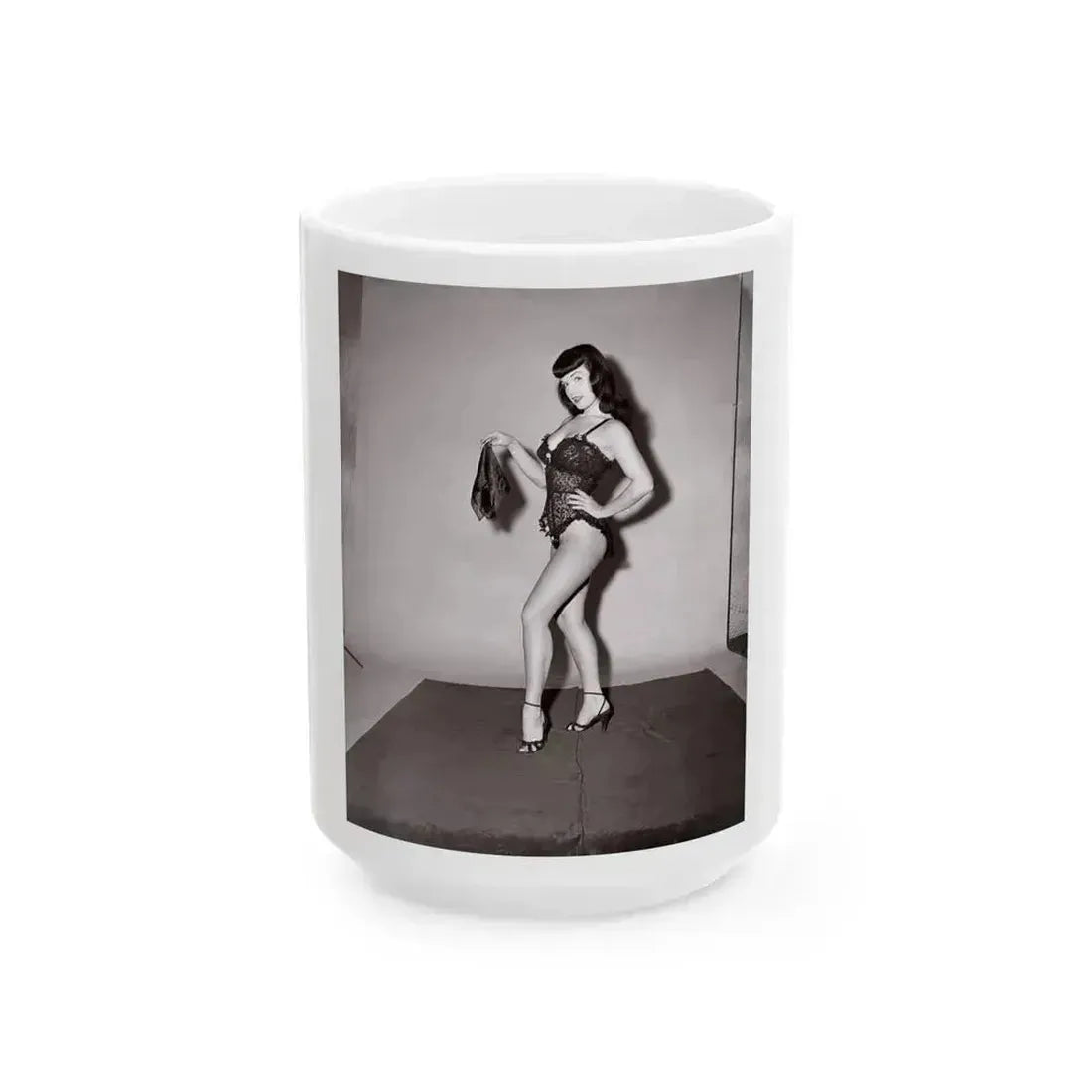 Bettie Page #631 (Vintage Female Icon) White Coffee Mug 15oz - Go Mug Yourself