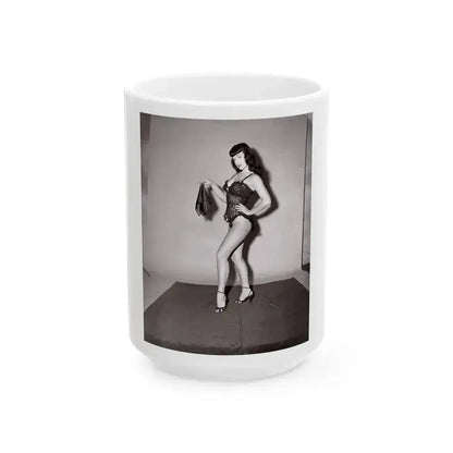 Bettie Page #631 (Vintage Female Icon) White Coffee Mug 15oz - Go Mug Yourself