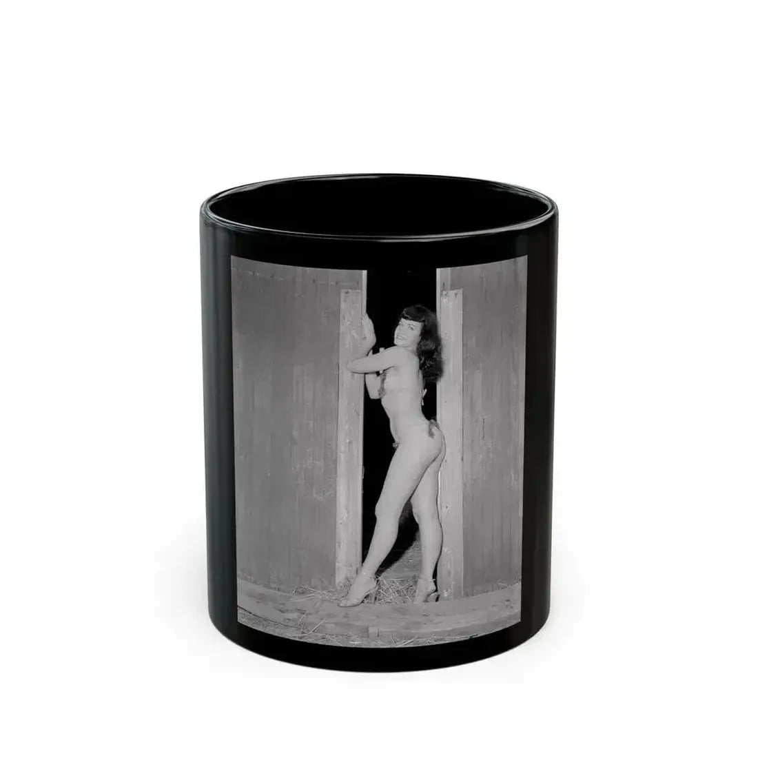 Bettie Page #632 (Vintage Female Icon) Black Coffee Mug 11oz - Go Mug Yourself