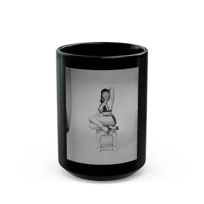 Bettie Page #633 (Vintage Female Icon) Black Coffee Mug 15oz - Go Mug Yourself