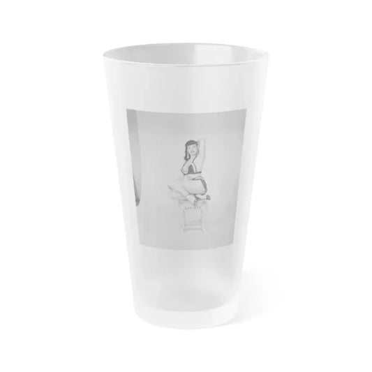 Bettie Page #633 (Vintage Female Icon) Frosted Pint Glass 16oz 16oz Frosted - Go Mug Yourself