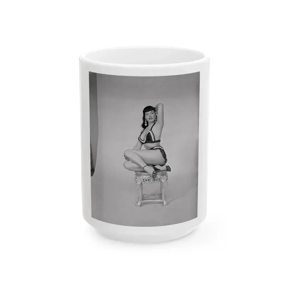 Bettie Page #633 (Vintage Female Icon) White Coffee Mug 15oz - Go Mug Yourself