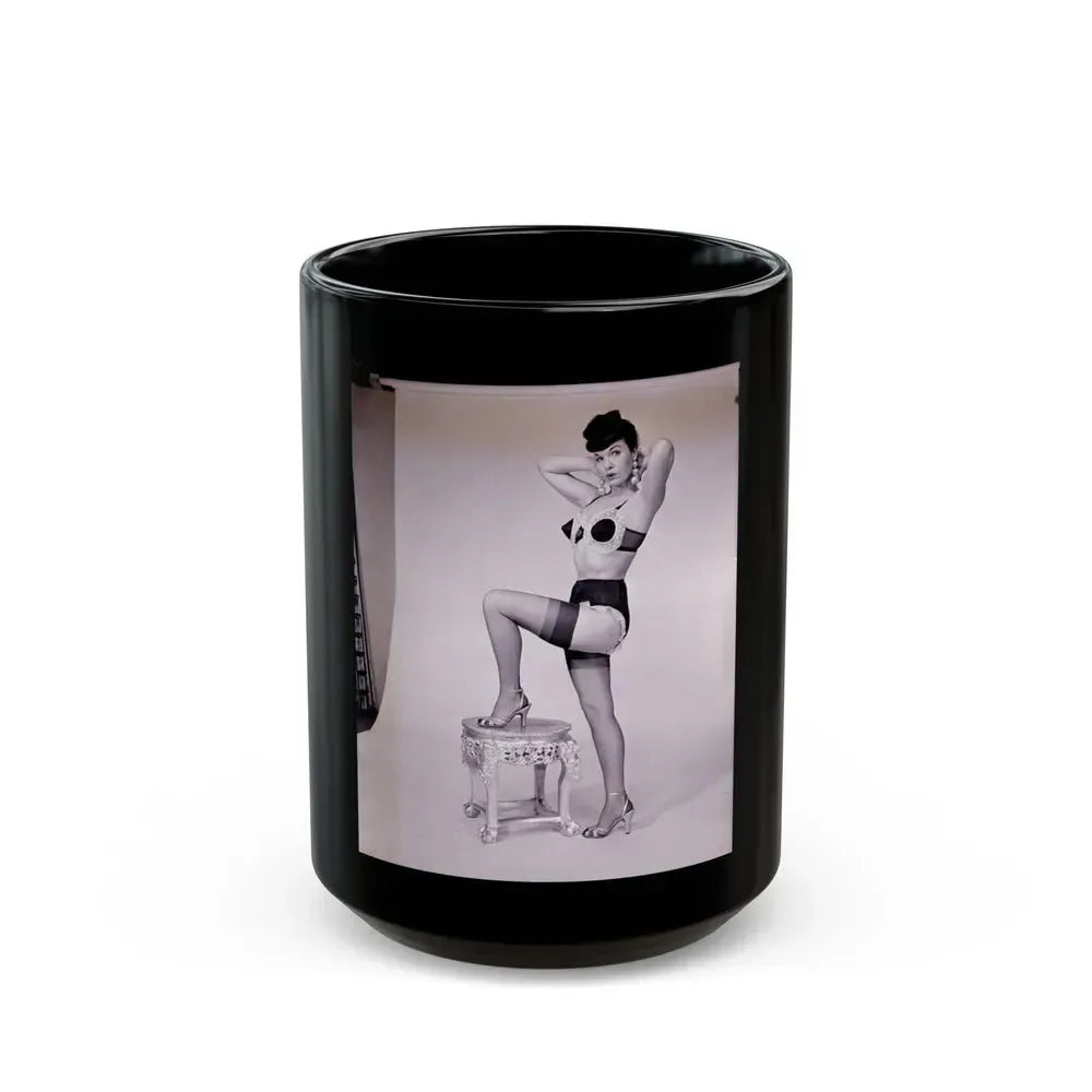 Bettie Page #634 (Vintage Female Icon) Black Coffee Mug 15oz - Go Mug Yourself