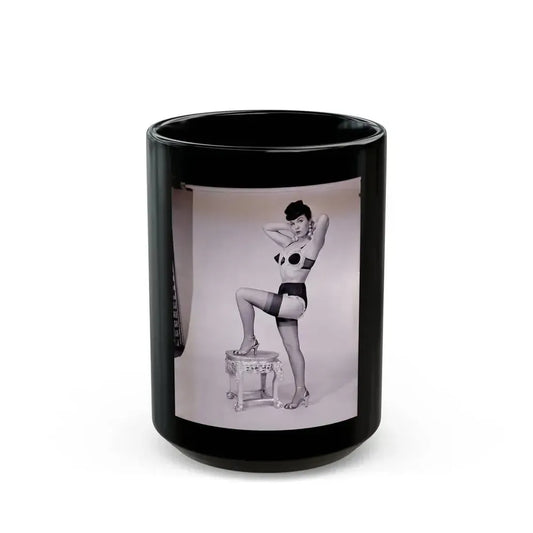 Bettie Page #634 (Vintage Female Icon) Black Coffee Mug 15oz - Go Mug Yourself