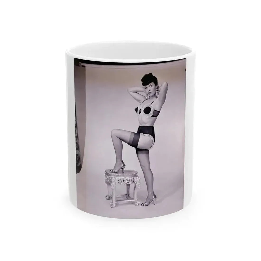 Bettie Page #634 (Vintage Female Icon) White Coffee Mug 11oz - Go Mug Yourself