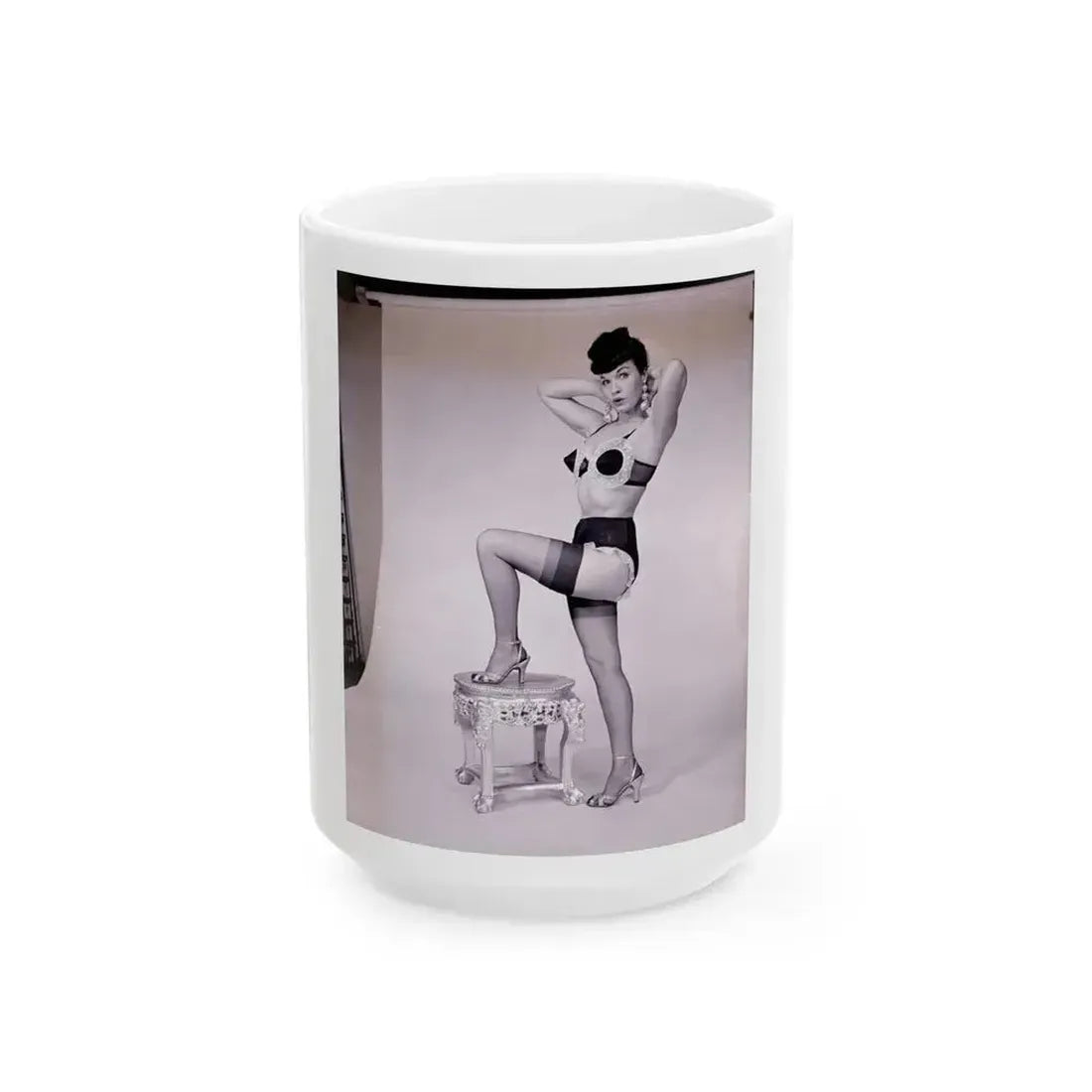 Bettie Page #634 (Vintage Female Icon) White Coffee Mug 15oz - Go Mug Yourself