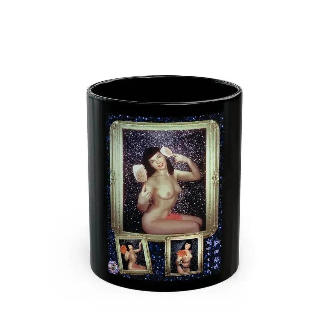 Bettie Page #640 (Vintage Female Icon) Black Coffee Mug 11oz - Go Mug Yourself