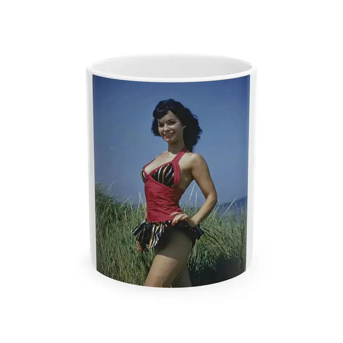 Bettie Page #64_1 (Vintage Female Icon) White Coffee Mug 11oz - Go Mug Yourself