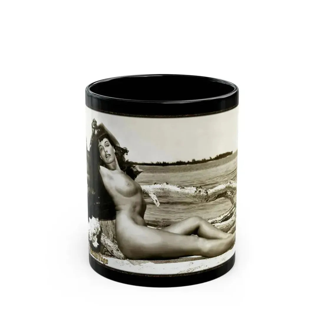 Bettie Page #644 (Vintage Female Icon) Black Coffee Mug 11oz - Go Mug Yourself