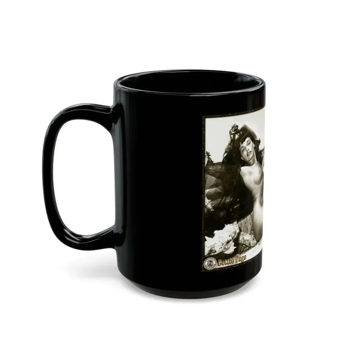 Bettie Page #644 (Vintage Female Icon) Black Coffee Mug - Go Mug Yourself