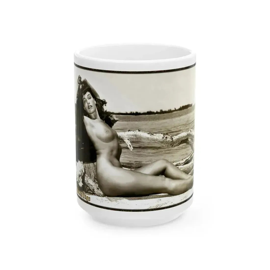 Bettie Page #644 (Vintage Female Icon) White Coffee Mug 15oz - Go Mug Yourself