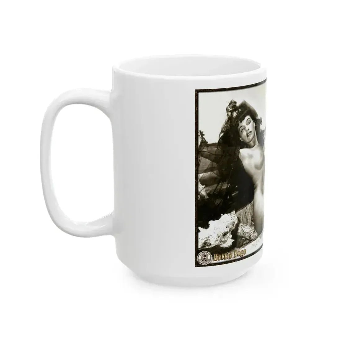 Bettie Page #644 (Vintage Female Icon) White Coffee Mug - Go Mug Yourself