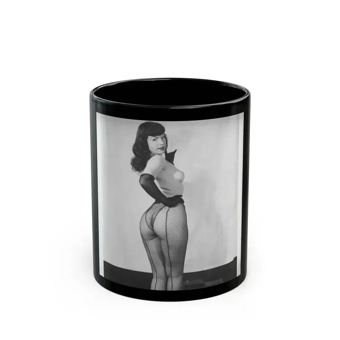 Bettie Page #649 (Vintage Female Icon) Black Coffee Mug 11oz - Go Mug Yourself