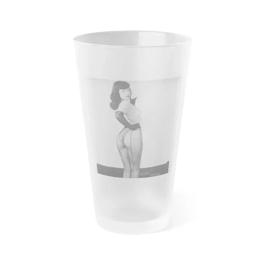 Bettie Page #649 (Vintage Female Icon) Frosted Pint Glass 16oz 16oz Frosted - Go Mug Yourself