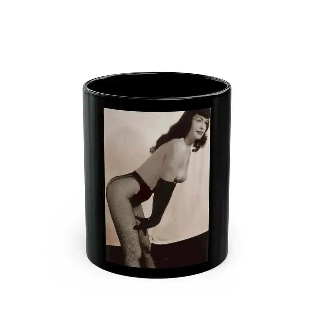 Bettie Page #650 (Vintage Female Icon) Black Coffee Mug 11oz - Go Mug Yourself