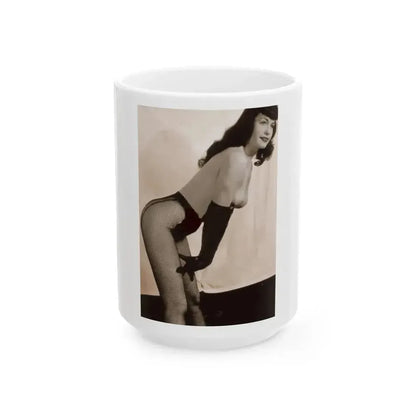 Bettie Page #650 (Vintage Female Icon) White Coffee Mug 15oz - Go Mug Yourself