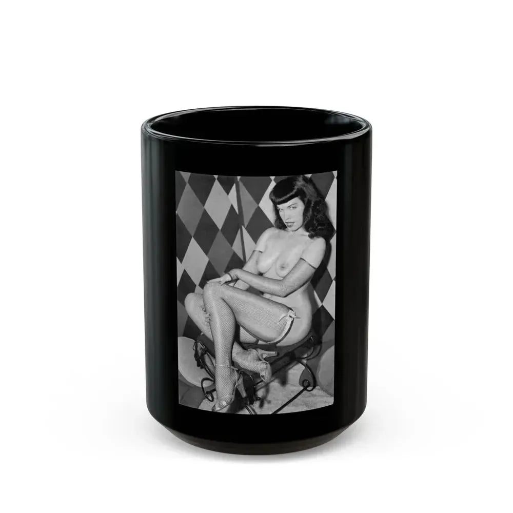 Bettie Page #651 (Vintage Female Icon) Black Coffee Mug 15oz - Go Mug Yourself
