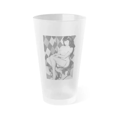 Bettie Page #651 (Vintage Female Icon) Frosted Pint Glass 16oz 16oz Frosted - Go Mug Yourself