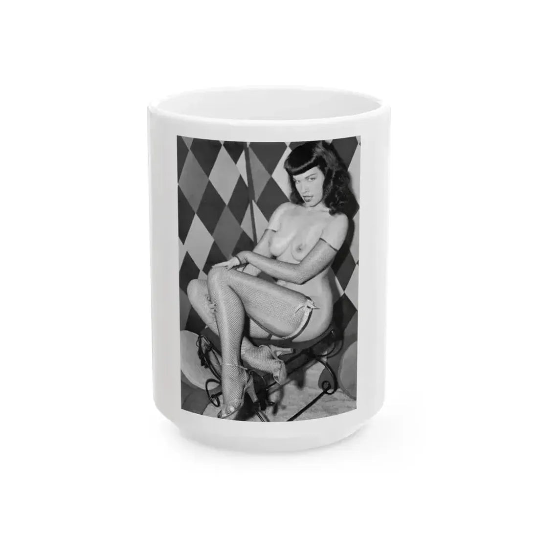 Bettie Page #651 (Vintage Female Icon) White Coffee Mug 15oz - Go Mug Yourself