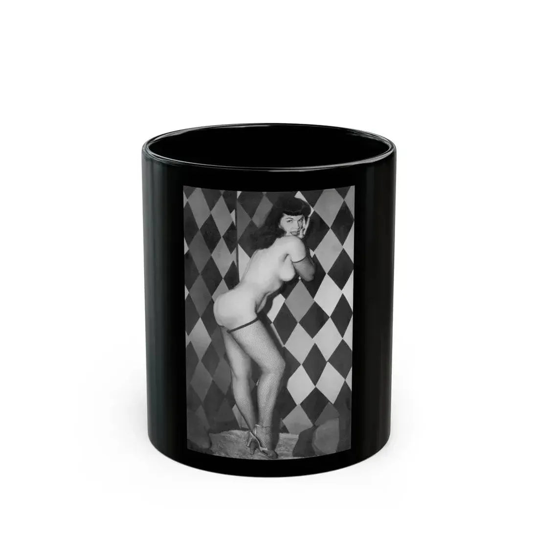 Bettie Page #652 (Vintage Female Icon) Black Coffee Mug 11oz - Go Mug Yourself