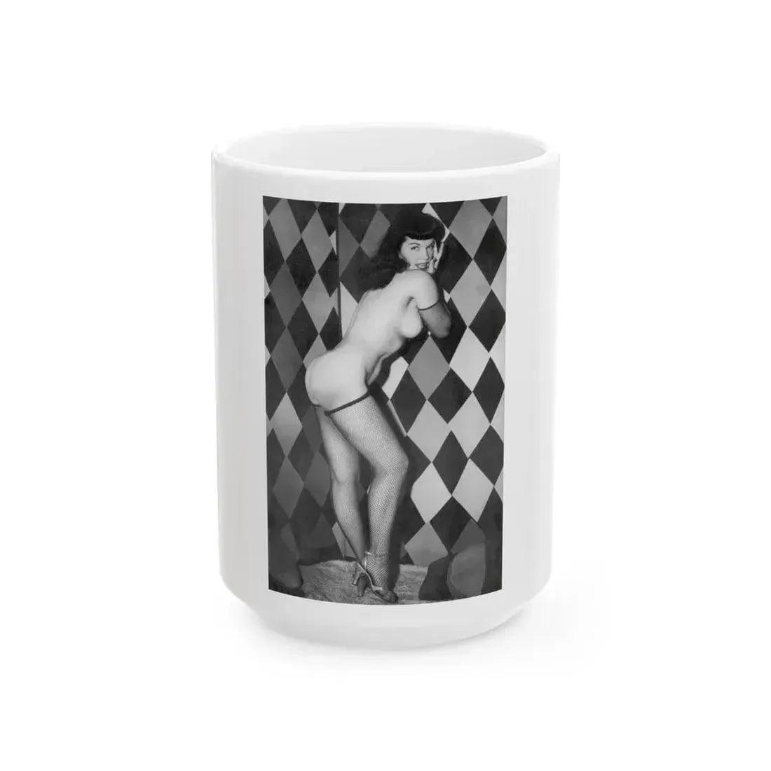 Bettie Page #652 (Vintage Female Icon) White Coffee Mug 15oz - Go Mug Yourself