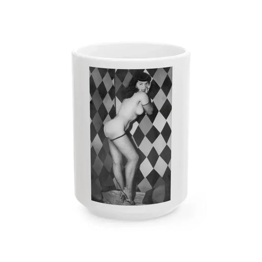 Bettie Page #652 (Vintage Female Icon) White Coffee Mug 15oz - Go Mug Yourself