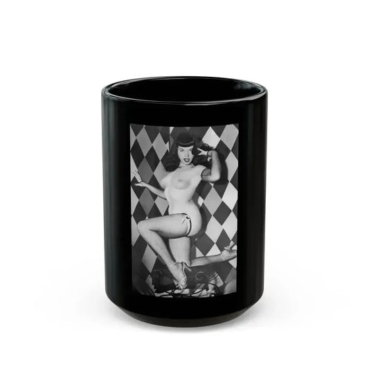 Bettie Page #653 (Vintage Female Icon) Black Coffee Mug 15oz - Go Mug Yourself