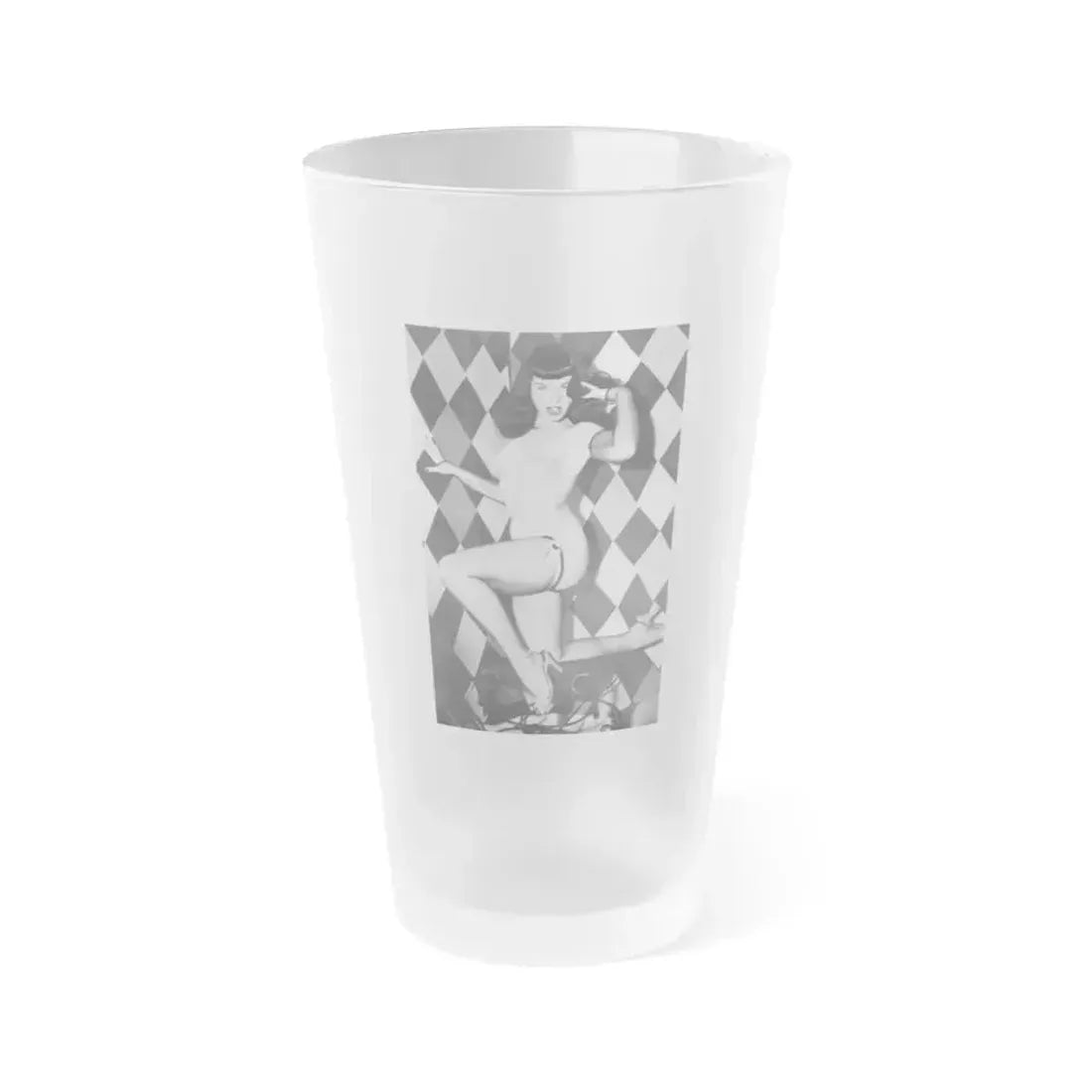 Bettie Page #653 (Vintage Female Icon) Frosted Pint Glass 16oz 16oz Frosted - Go Mug Yourself