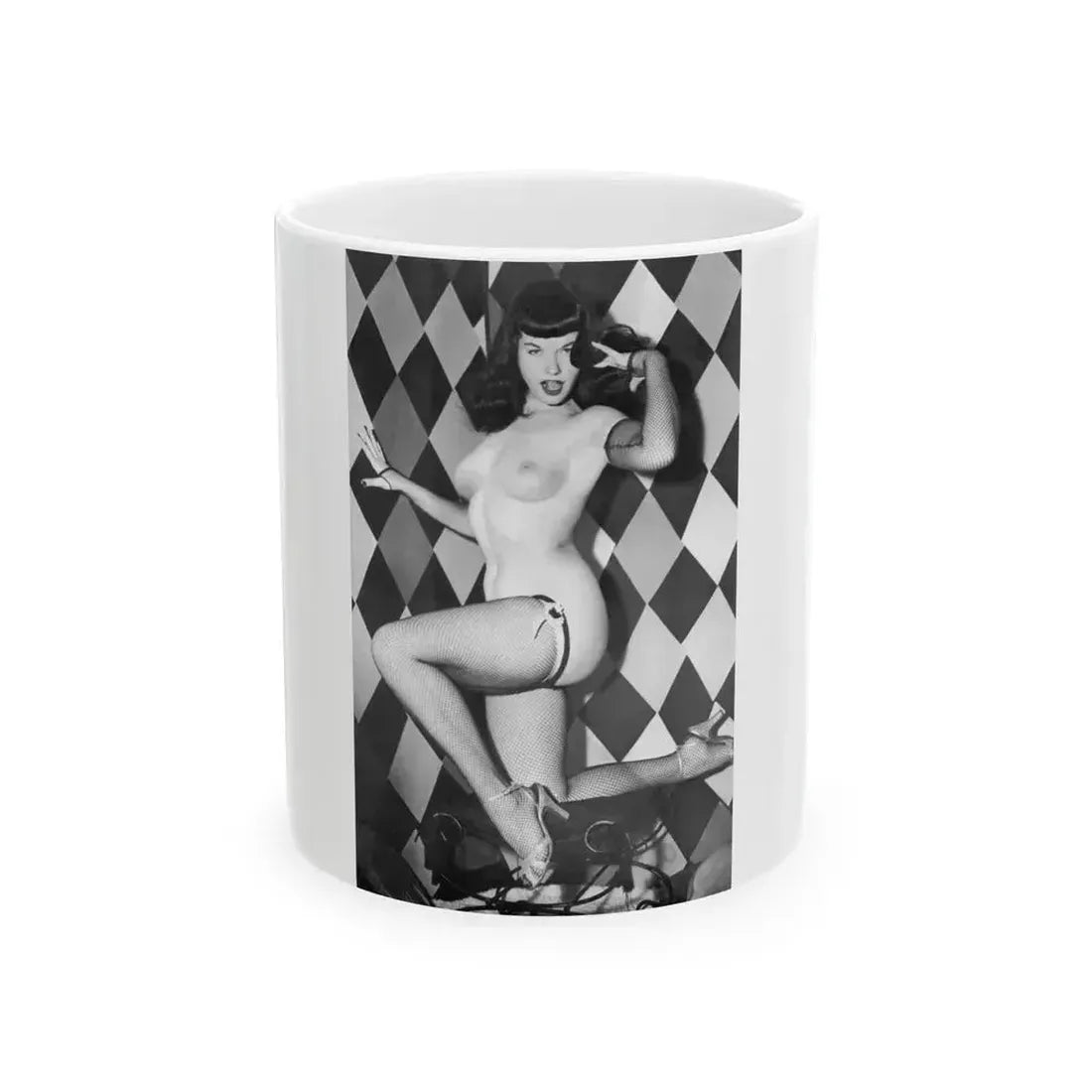 Bettie Page #653 (Vintage Female Icon) White Coffee Mug 11oz - Go Mug Yourself
