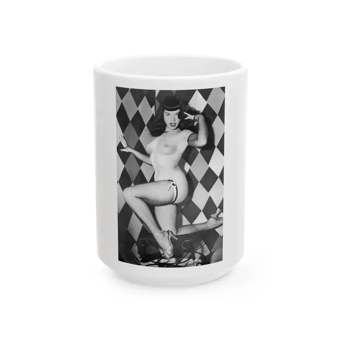 Bettie Page #653 (Vintage Female Icon) White Coffee Mug 15oz - Go Mug Yourself