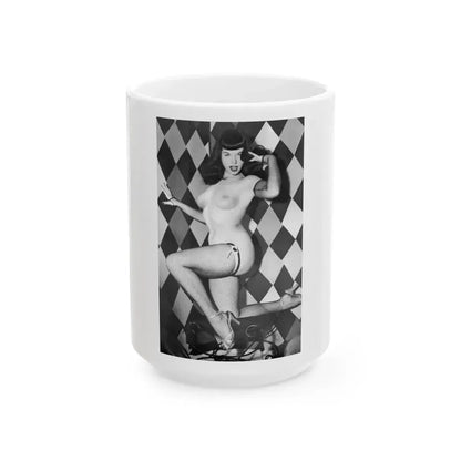 Bettie Page #653 (Vintage Female Icon) White Coffee Mug 15oz - Go Mug Yourself