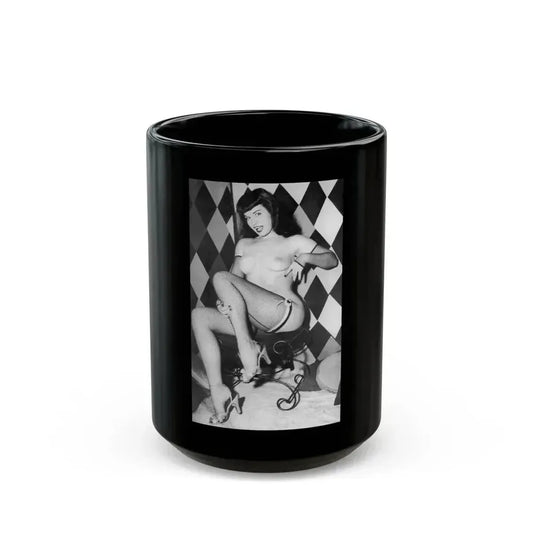 Bettie Page #654 (Vintage Female Icon) Black Coffee Mug 15oz - Go Mug Yourself