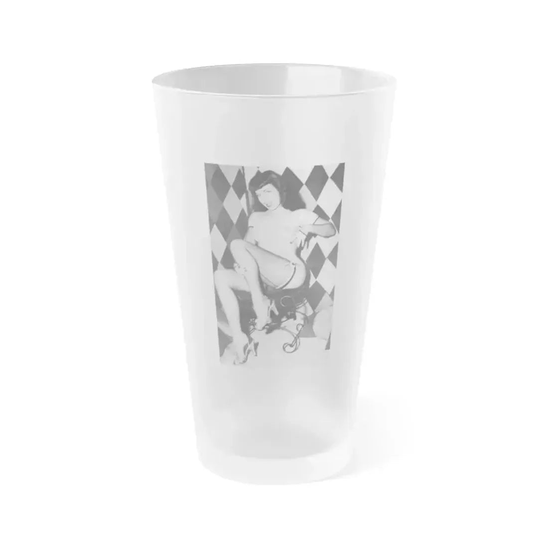 Bettie Page #654 (Vintage Female Icon) Frosted Pint Glass 16oz 16oz Frosted - Go Mug Yourself