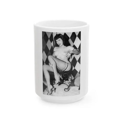Bettie Page #654 (Vintage Female Icon) White Coffee Mug 15oz - Go Mug Yourself