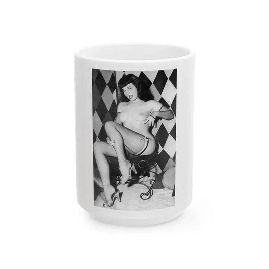 Bettie Page #654 (Vintage Female Icon) White Coffee Mug 15oz - Go Mug Yourself