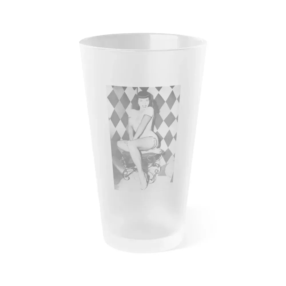 Bettie Page #655 (Vintage Female Icon) Frosted Pint Glass 16oz 16oz Frosted - Go Mug Yourself