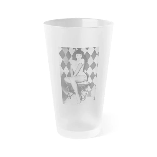 Bettie Page #655 (Vintage Female Icon) Frosted Pint Glass 16oz 16oz Frosted - Go Mug Yourself
