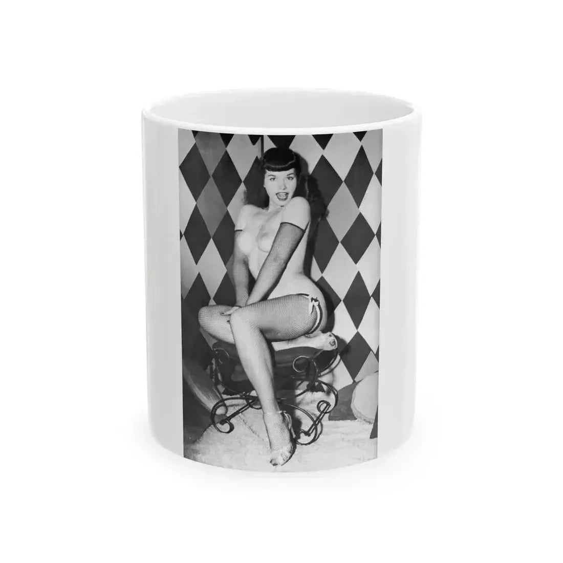 Bettie Page #655 (Vintage Female Icon) White Coffee Mug 11oz - Go Mug Yourself