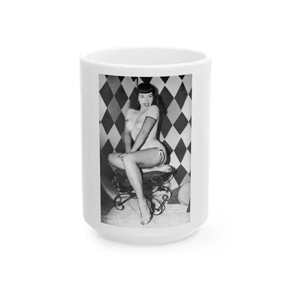 Bettie Page #655 (Vintage Female Icon) White Coffee Mug 15oz - Go Mug Yourself