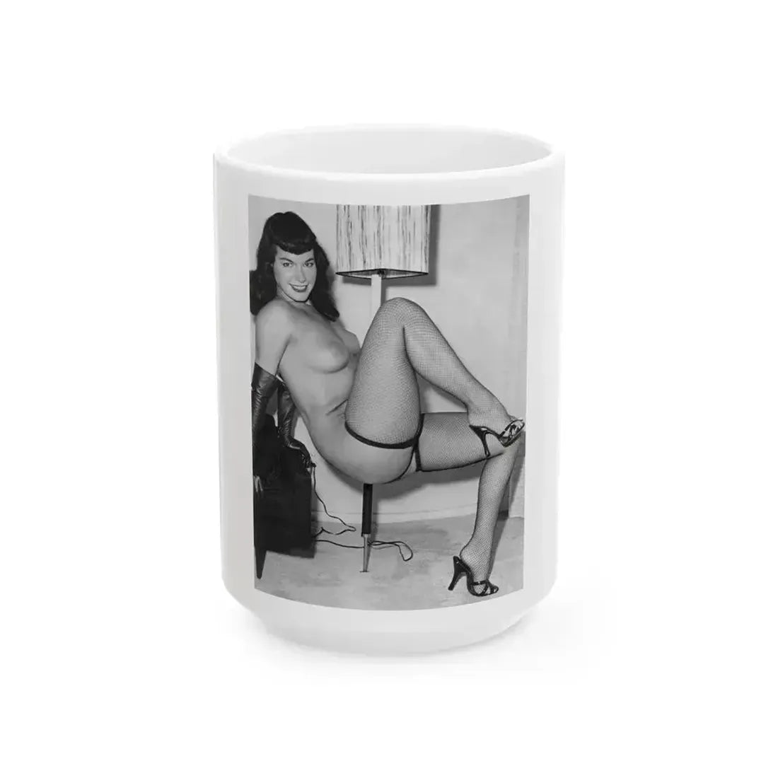 Bettie Page #657 (Vintage Female Icon) White Coffee Mug 15oz - Go Mug Yourself