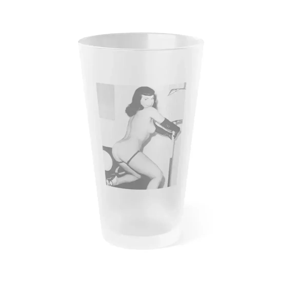 Bettie Page #658 (Vintage Female Icon) Frosted Pint Glass 16oz 16oz Frosted - Go Mug Yourself