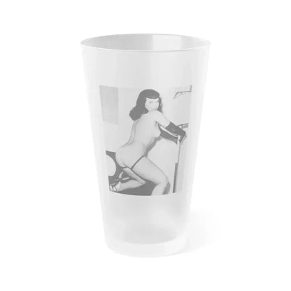 Bettie Page #658 (Vintage Female Icon) Frosted Pint Glass 16oz 16oz Frosted - Go Mug Yourself