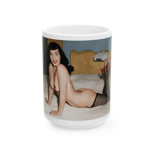 Bettie Page #66 (Vintage Female Icon) White Coffee Mug 15oz - Go Mug Yourself