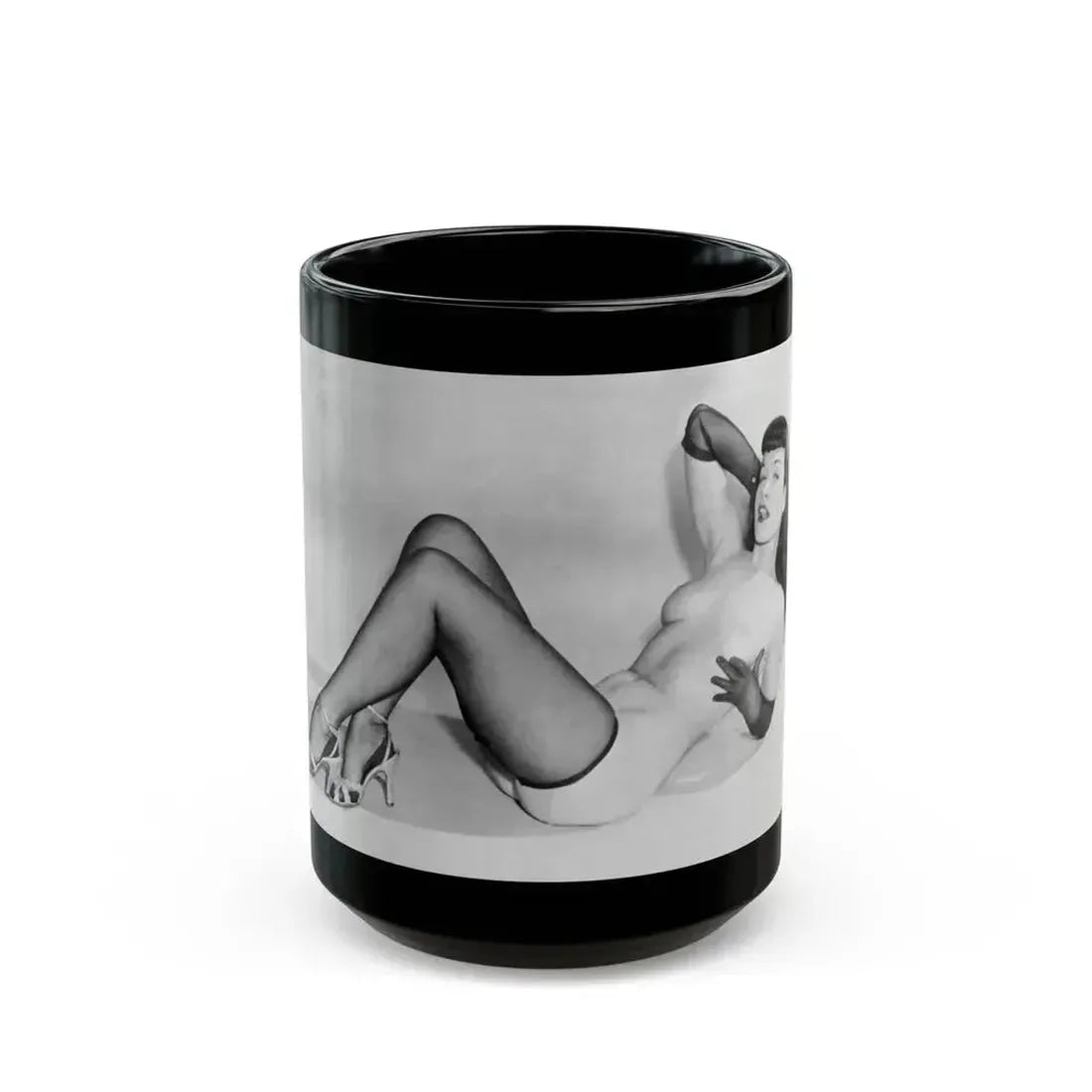 Bettie Page #661 (Vintage Female Icon) Black Coffee Mug 15oz - Go Mug Yourself