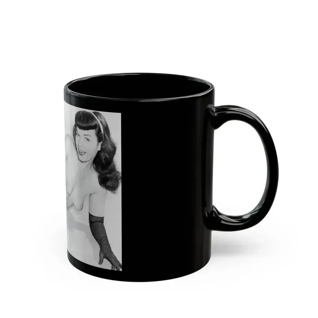 Bettie Page #663 (Vintage Female Icon) Black Coffee Mug - Go Mug Yourself