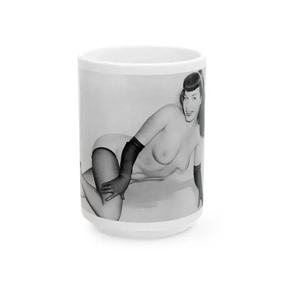 Bettie Page #663 (Vintage Female Icon) White Coffee Mug 15oz - Go Mug Yourself